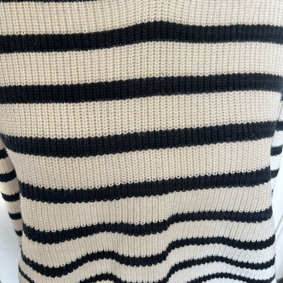 Loft Sweater Womens Size XL Chunky Knit Stripe Tie Back Minimalist Preppy Geek - Picture 7 of 12